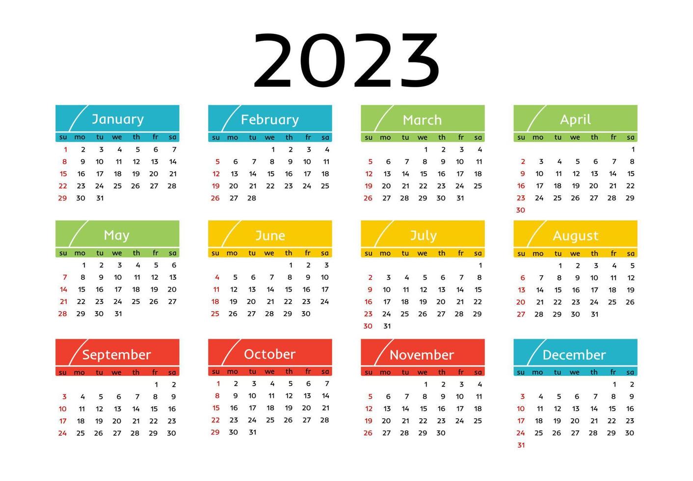 calendario para 2023 aislado en un fondo blanco vector