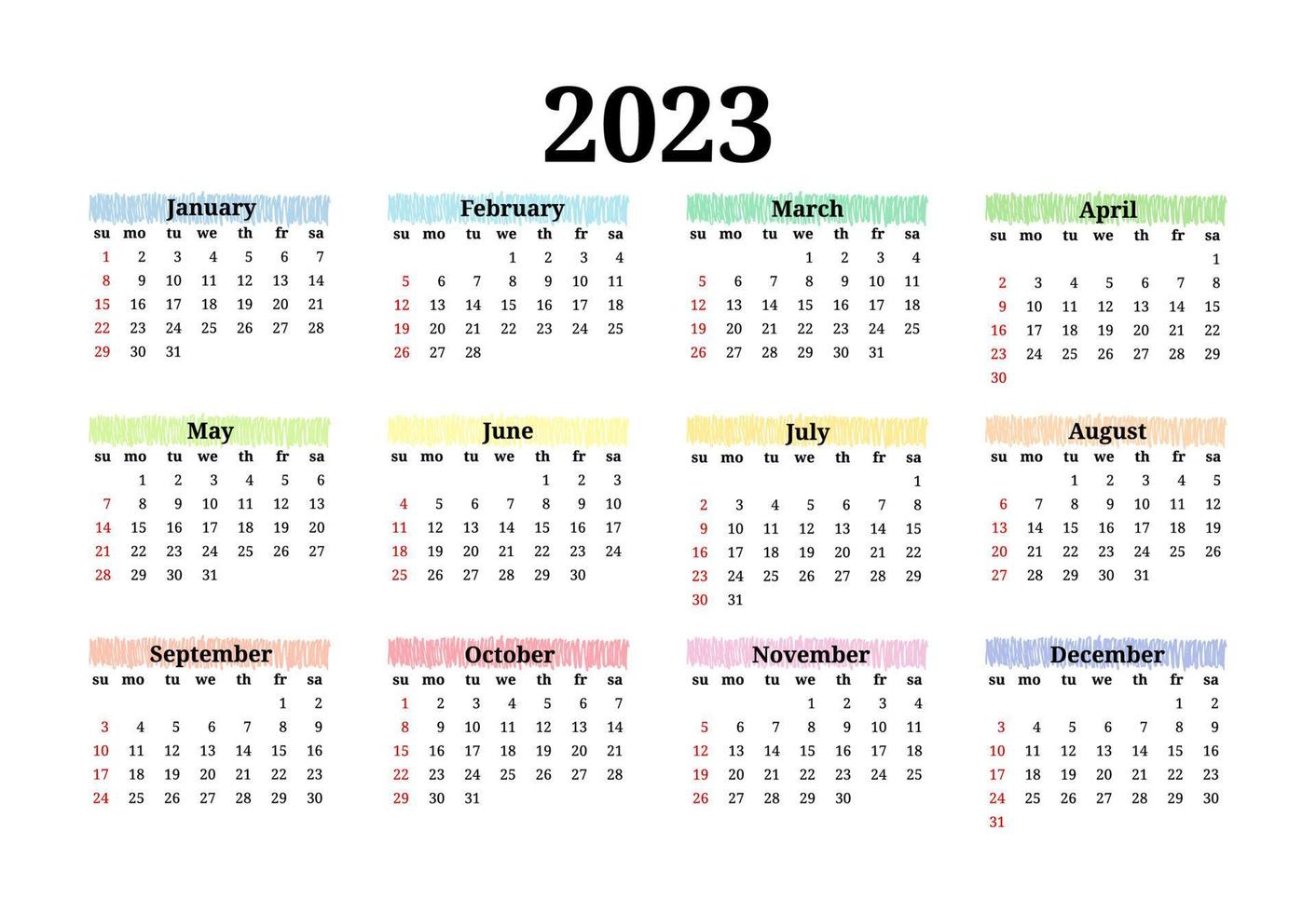 calendario para 2023 aislado en un fondo blanco vector