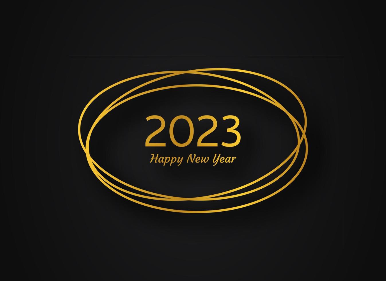 2023 Happy New Year gold geometric polygonal background. Gold geometric polygonal frame with shining effects for Christmas holiday greeting card, flyers or posters. Vector illustration