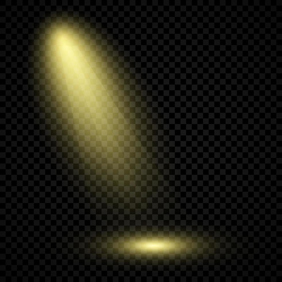 iluminación amarilla fría con foco. efectos de iluminación de escena sobre un fondo transparente oscuro. ilustración vectorial vector