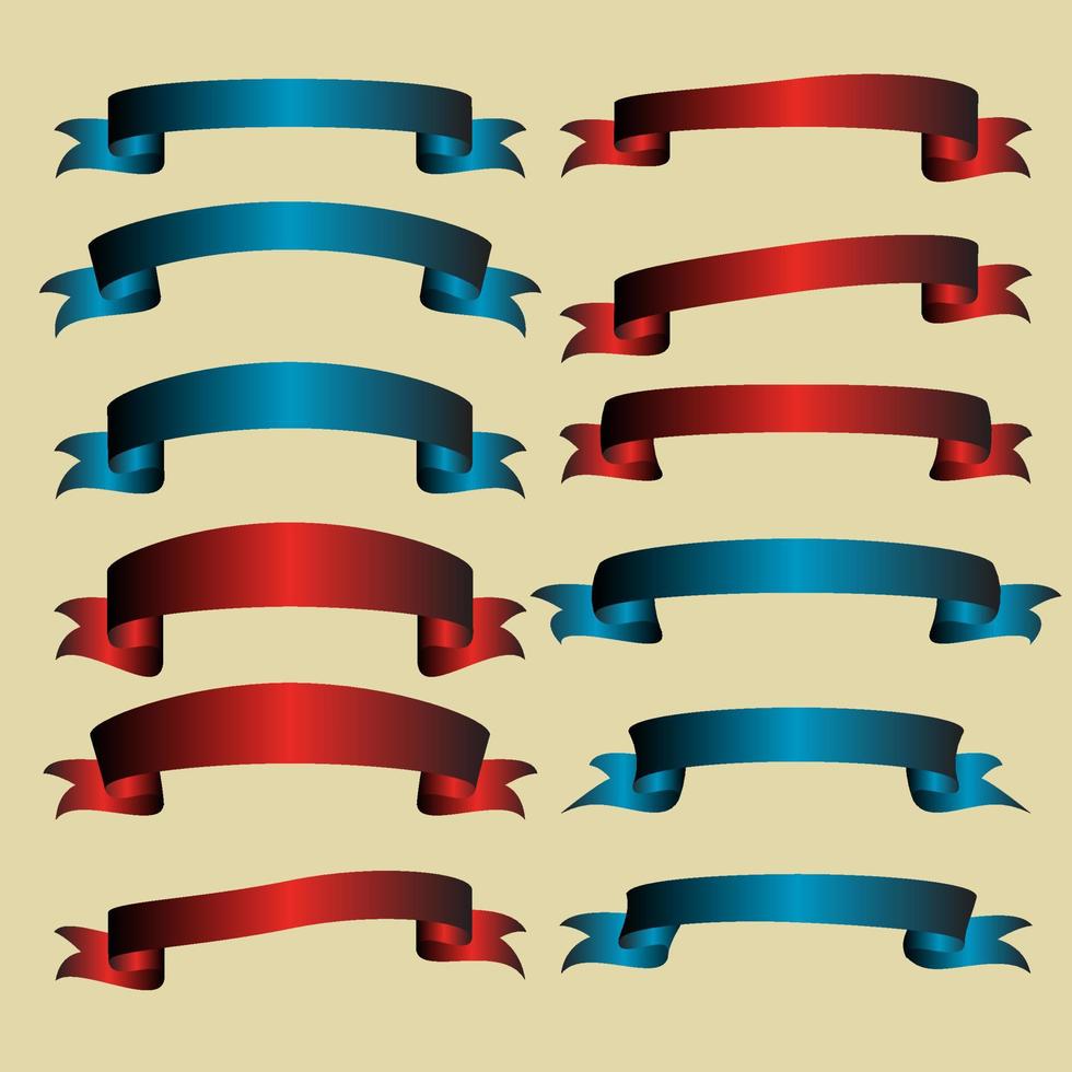 Set of Colorful Empty Ribbons And Banners with Curves. Ready for Your Text or Design. Isolated vector illustration.