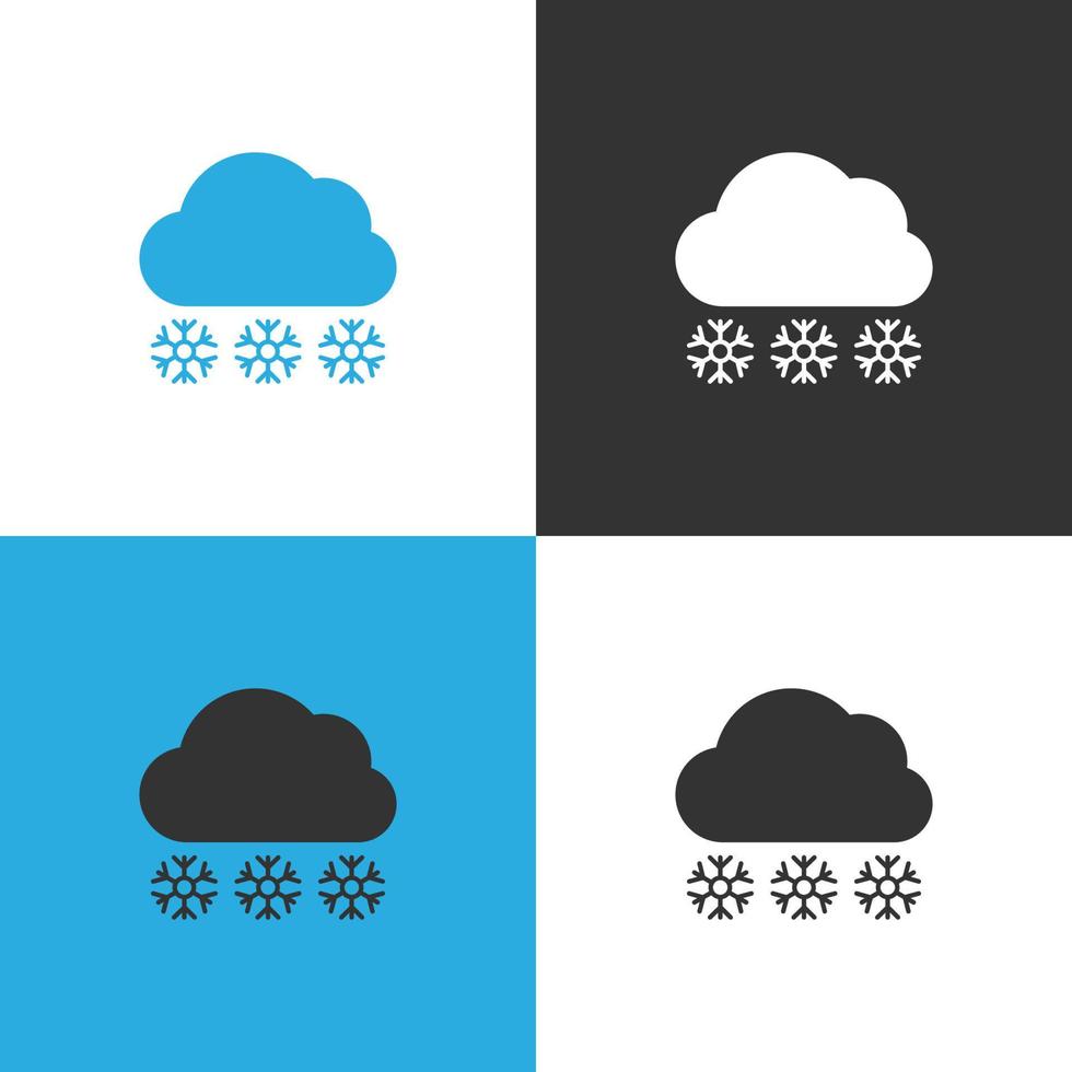 nube con icono de nevadas. conjunto de cuatro nubes con icono de nevadas en diferentes fondos. ilustración vectorial vector