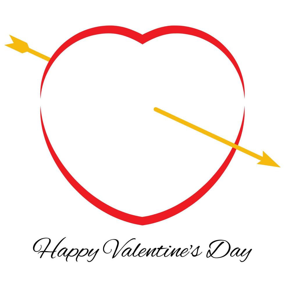 Red heart with arrow. Romantic love symbol of valentine day. Vector illustration