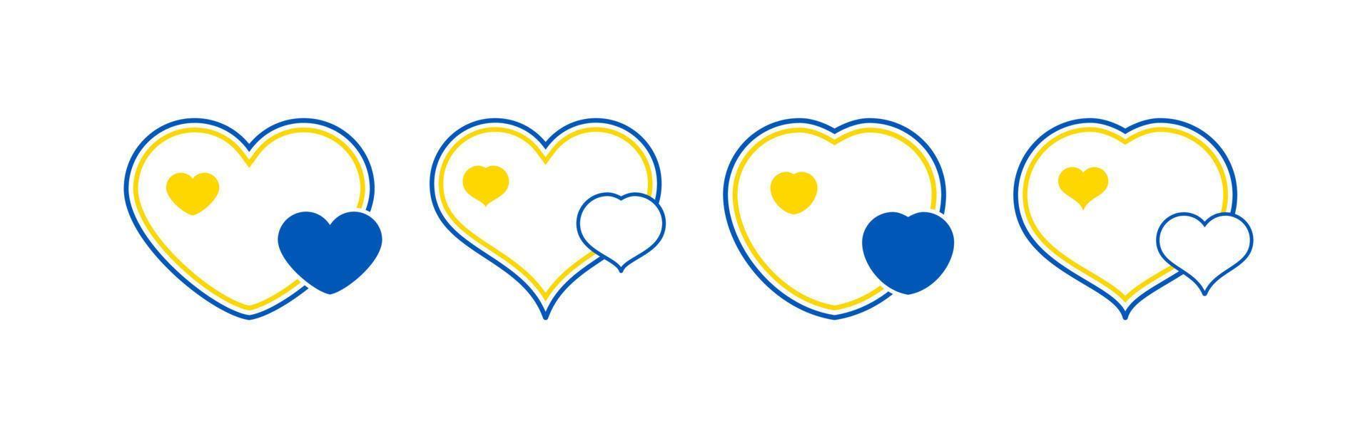 Set of hearts in Ukrainian colors vector
