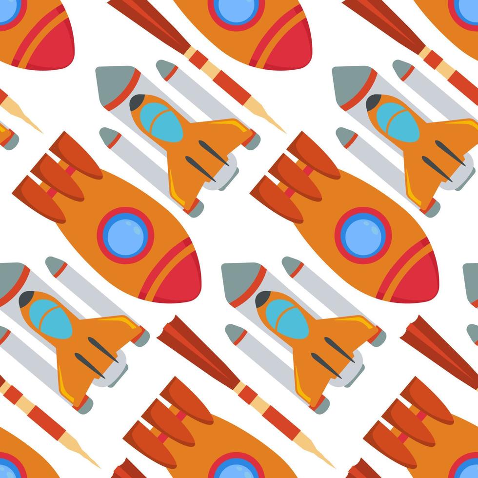 Seamless pattern with space rocket. Vector illustration.