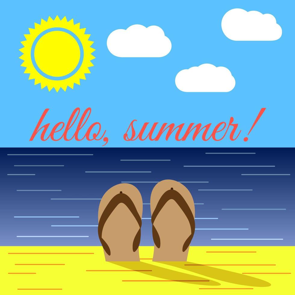 Summer on Beach and the Word Hello Summer vector