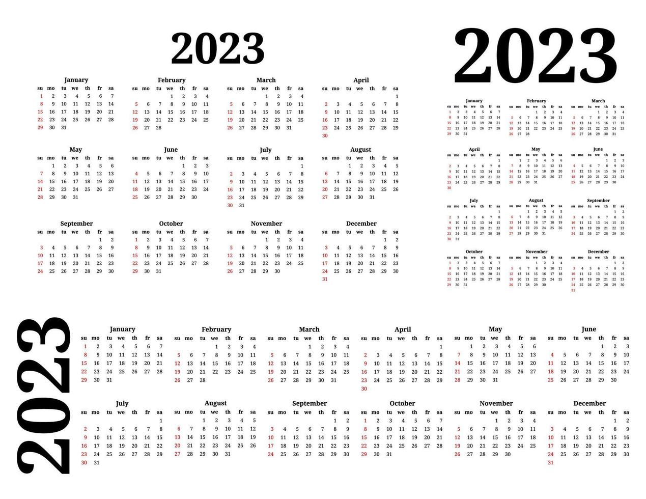 calendario para 2023 aislado en un fondo blanco vector