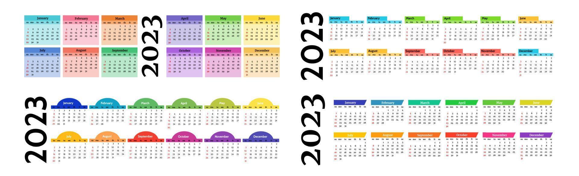 calendario para 2023 aislado en un fondo blanco vector