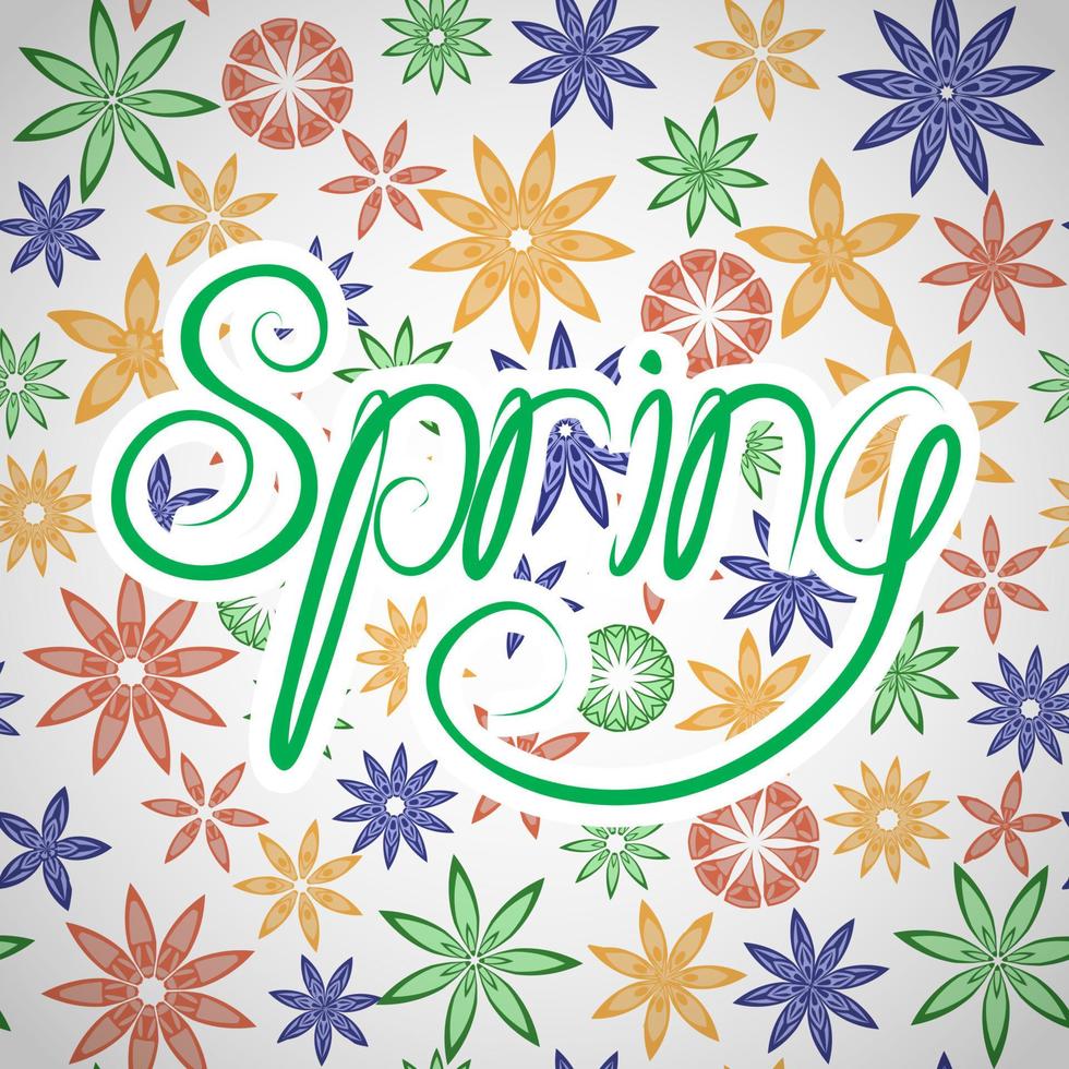 Word spring with flowers. Seamless Floral Pattern vector