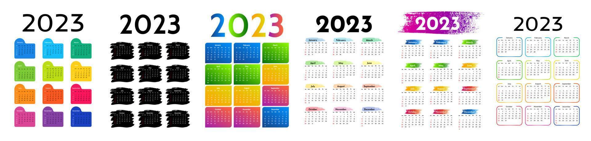 calendario para 2023 aislado en un fondo blanco vector