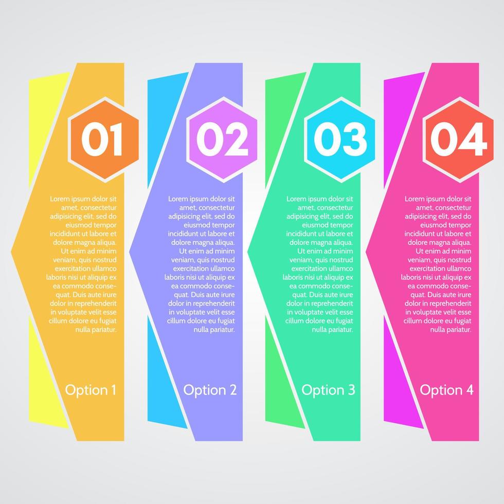 Four elements of infographic design. Step by step infographic design template. Vector illustration