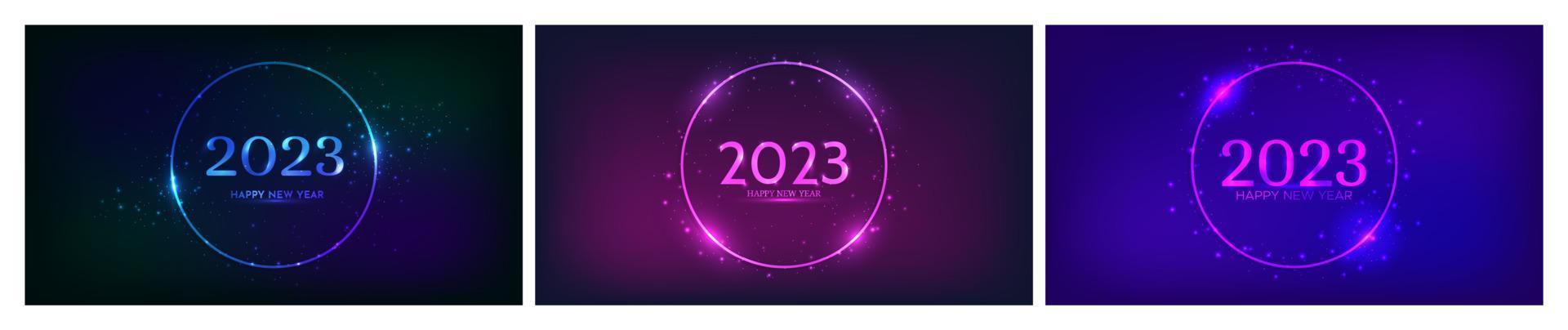 Fondo de neón de feliz año nuevo 2023 vector