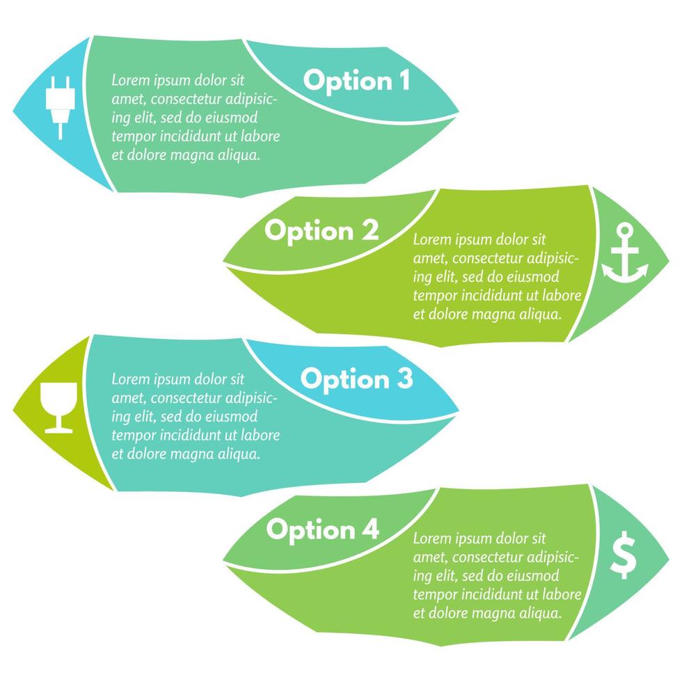 Four elements of infographic design with icons. Step by step infographic design template. Vector illustration