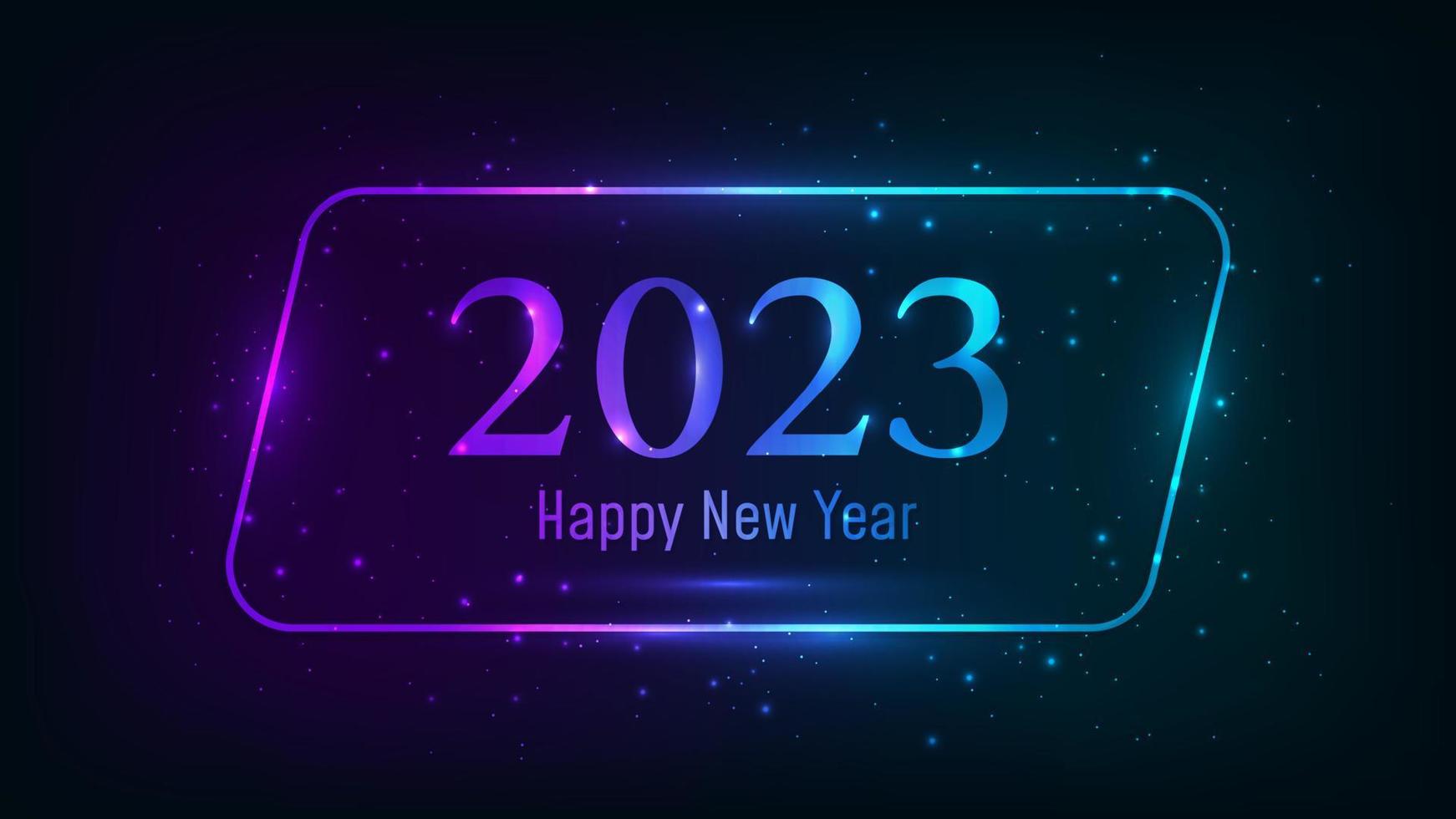 2023 Happy New Year neon background vector