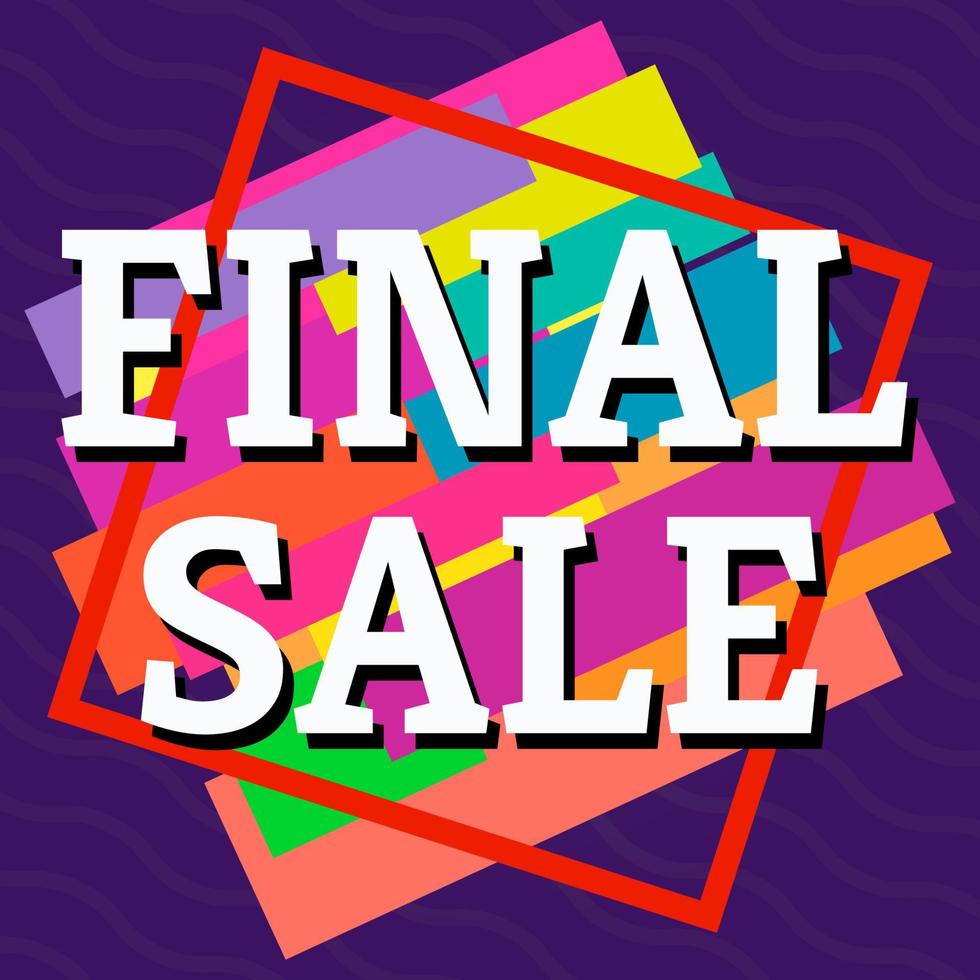 Final sale colorful banner on purple background. Vector background with colorful design elements. Vector illustration.