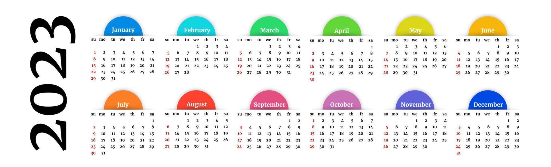 Calendar for 2023 isolated on a white background vector