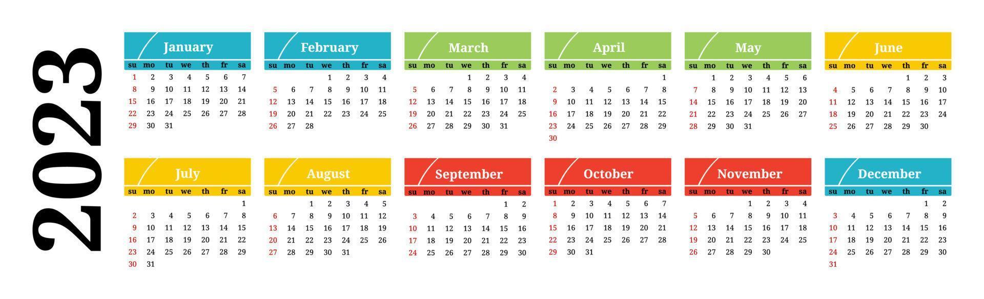 calendario para 2023 aislado en un fondo blanco vector