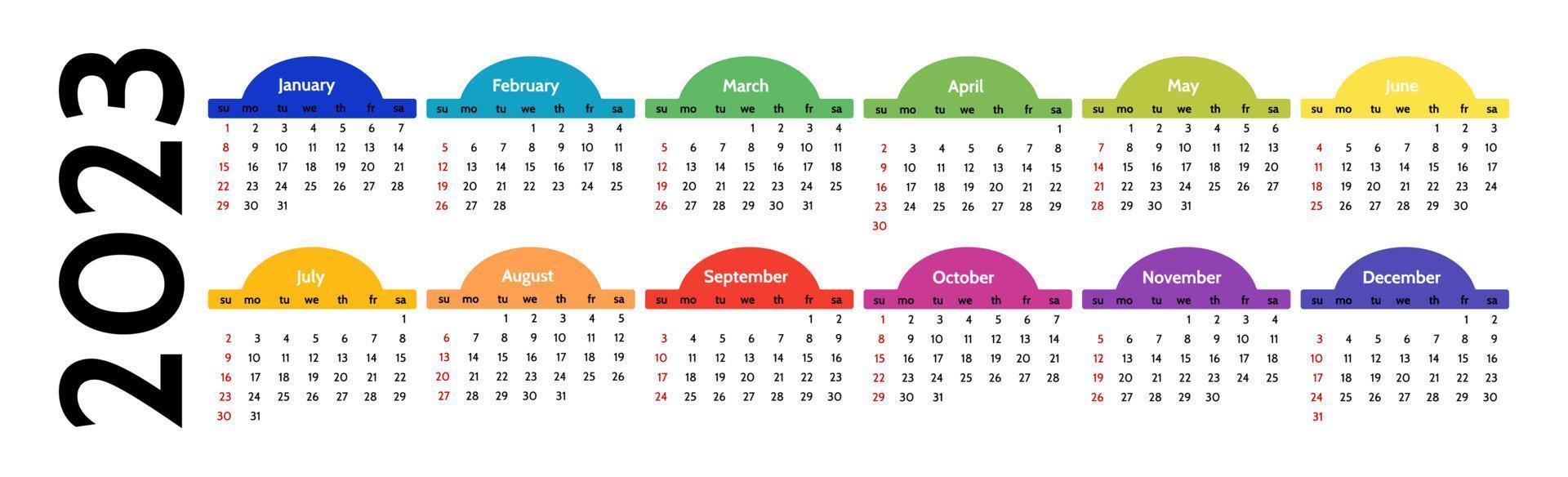 Calendar for 2023 isolated on a white background vector