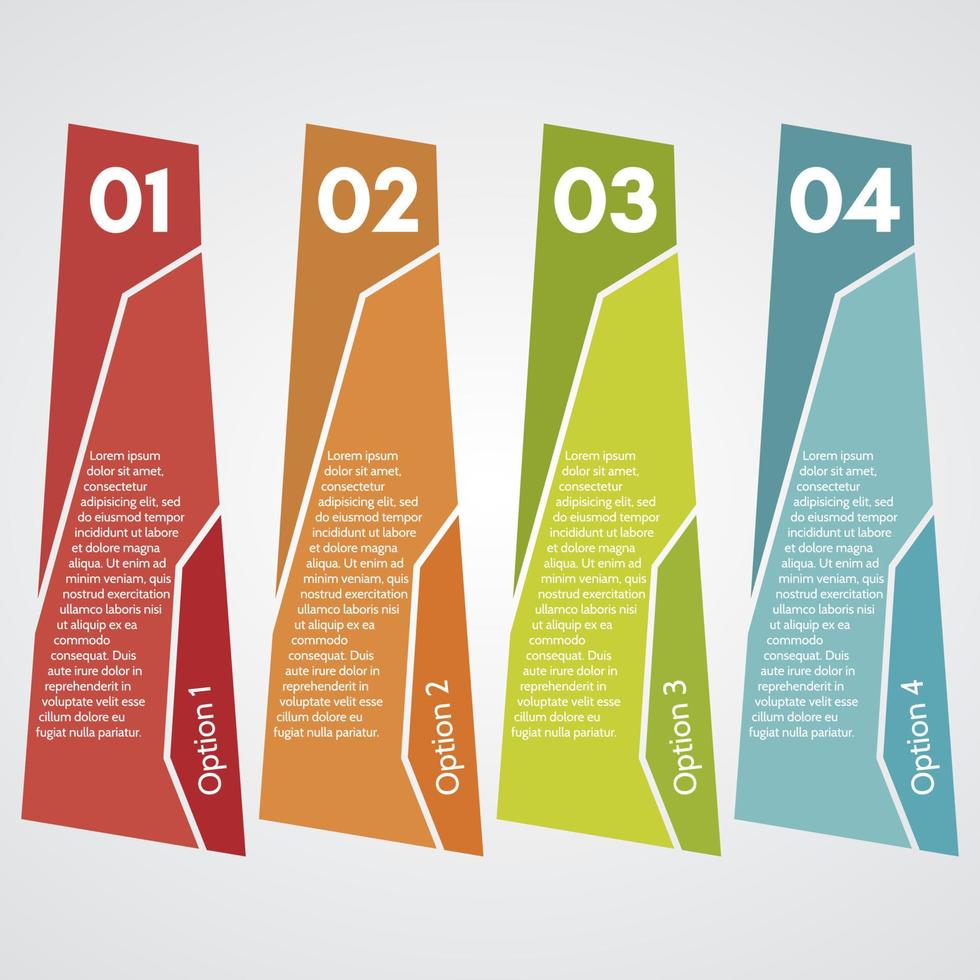 Four elements of infographic design. Step by step infographic design template. Vector illustration