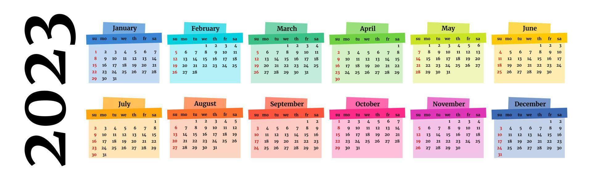 calendario para 2023 aislado en un fondo blanco vector