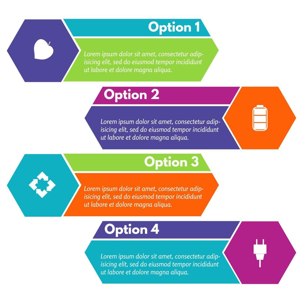 Four elements of infographic design with icons. Step by step infographic design template. Vector illustration