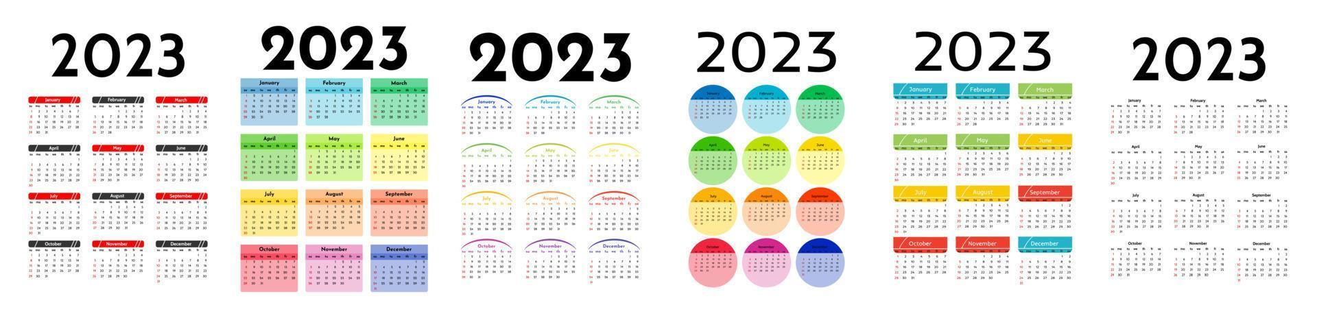 calendario para 2023 aislado en un fondo blanco vector