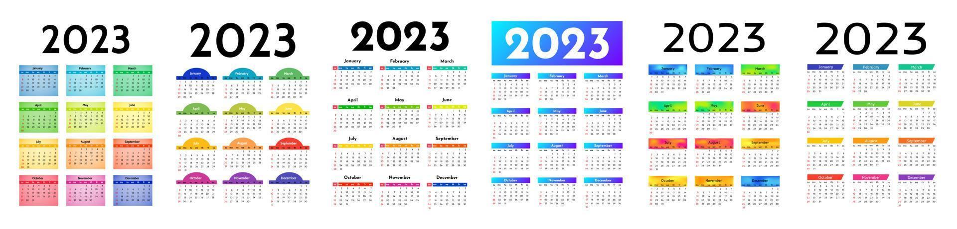 calendario para 2023 aislado en un fondo blanco vector