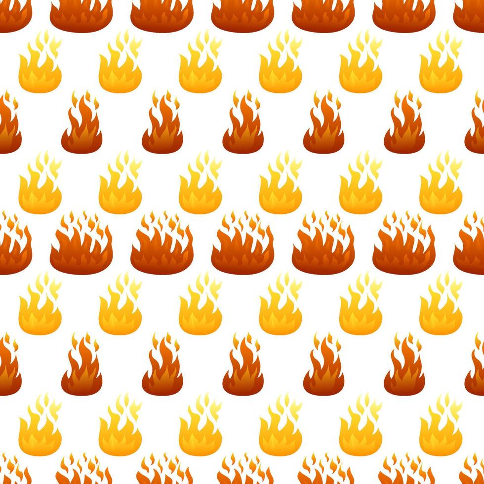 Seamless pattern with fire flame on white background. Vector illustration.