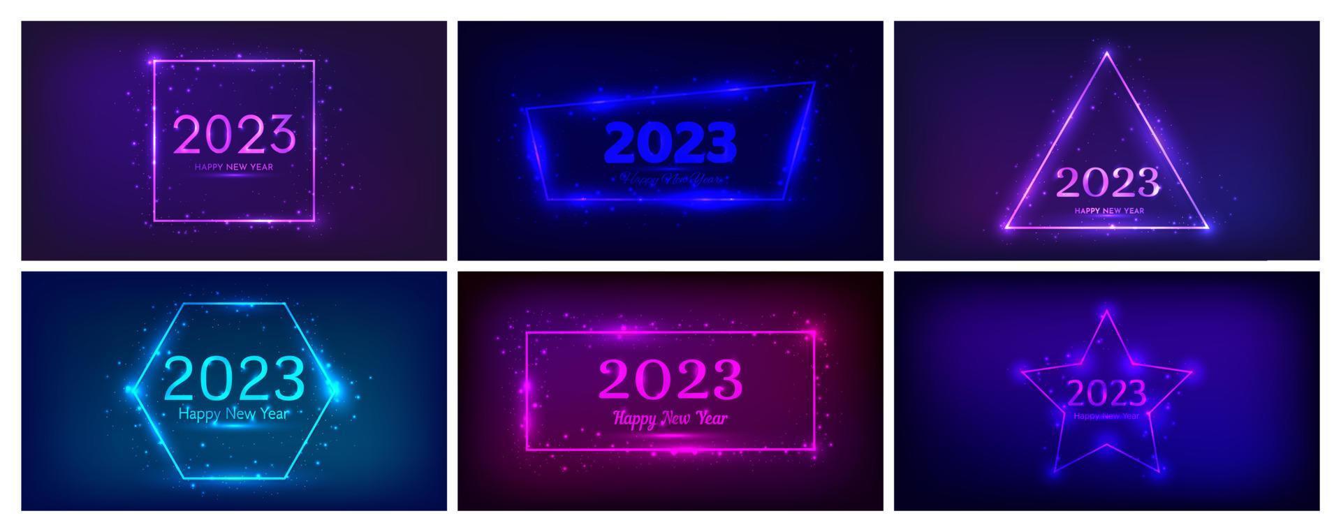 2023 Happy New Year neon background vector