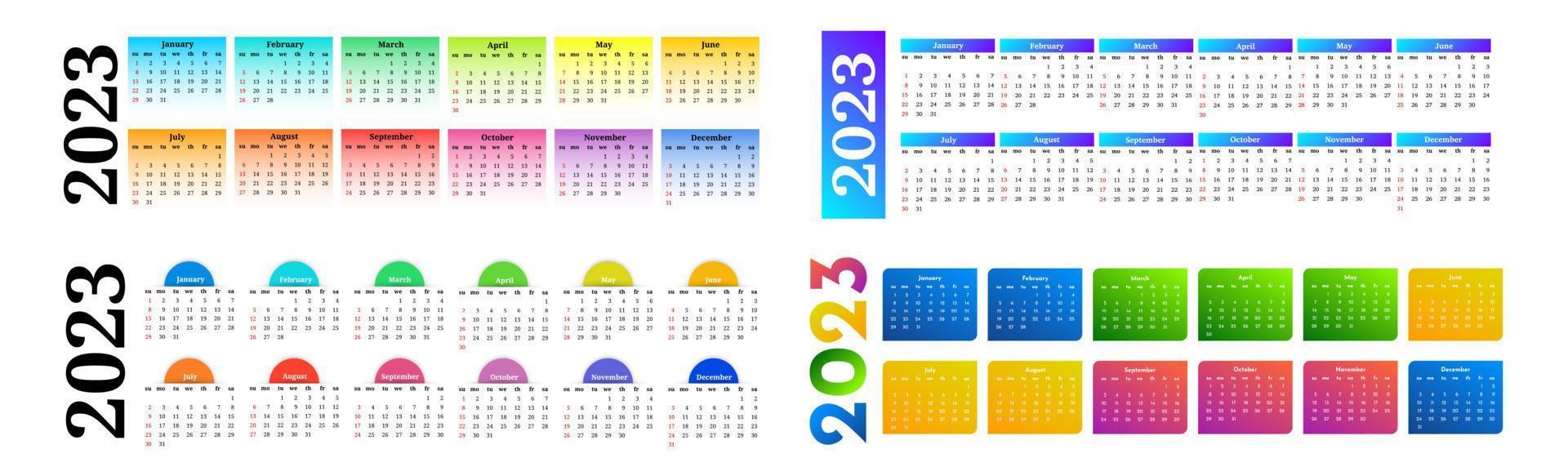 calendario para 2023 aislado en un fondo blanco vector