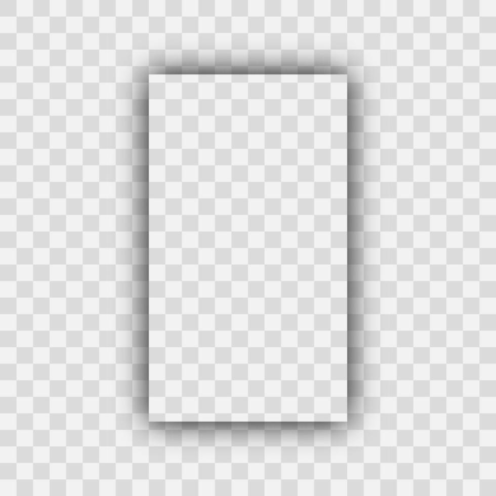 Dark transparent realistic shadow. Shadow of a vertical rectangle isolated on transparent background. Vector illustration.