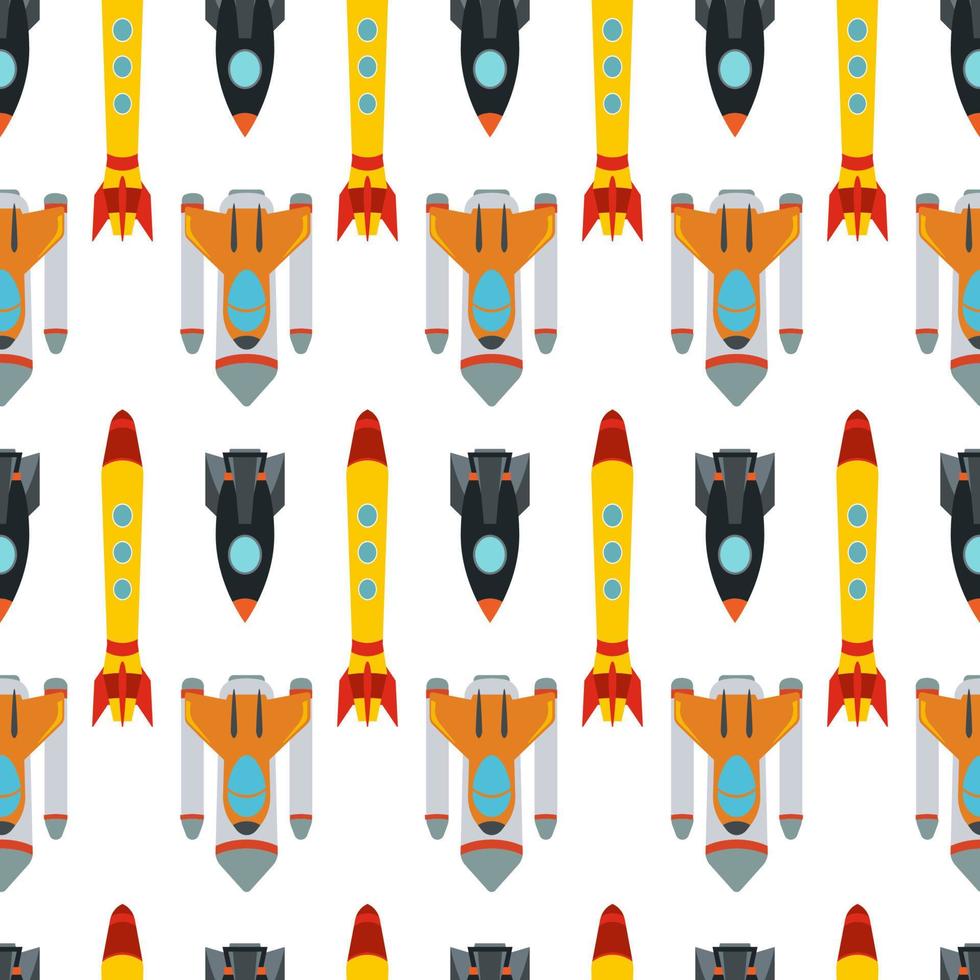 Seamless pattern with space rocket. Vector illustration.