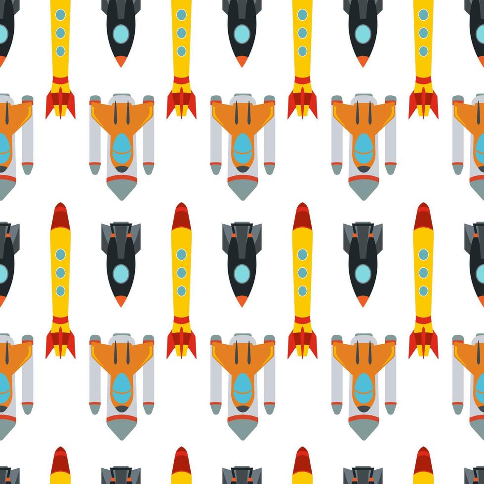 Seamless pattern with space rocket. Vector illustration.