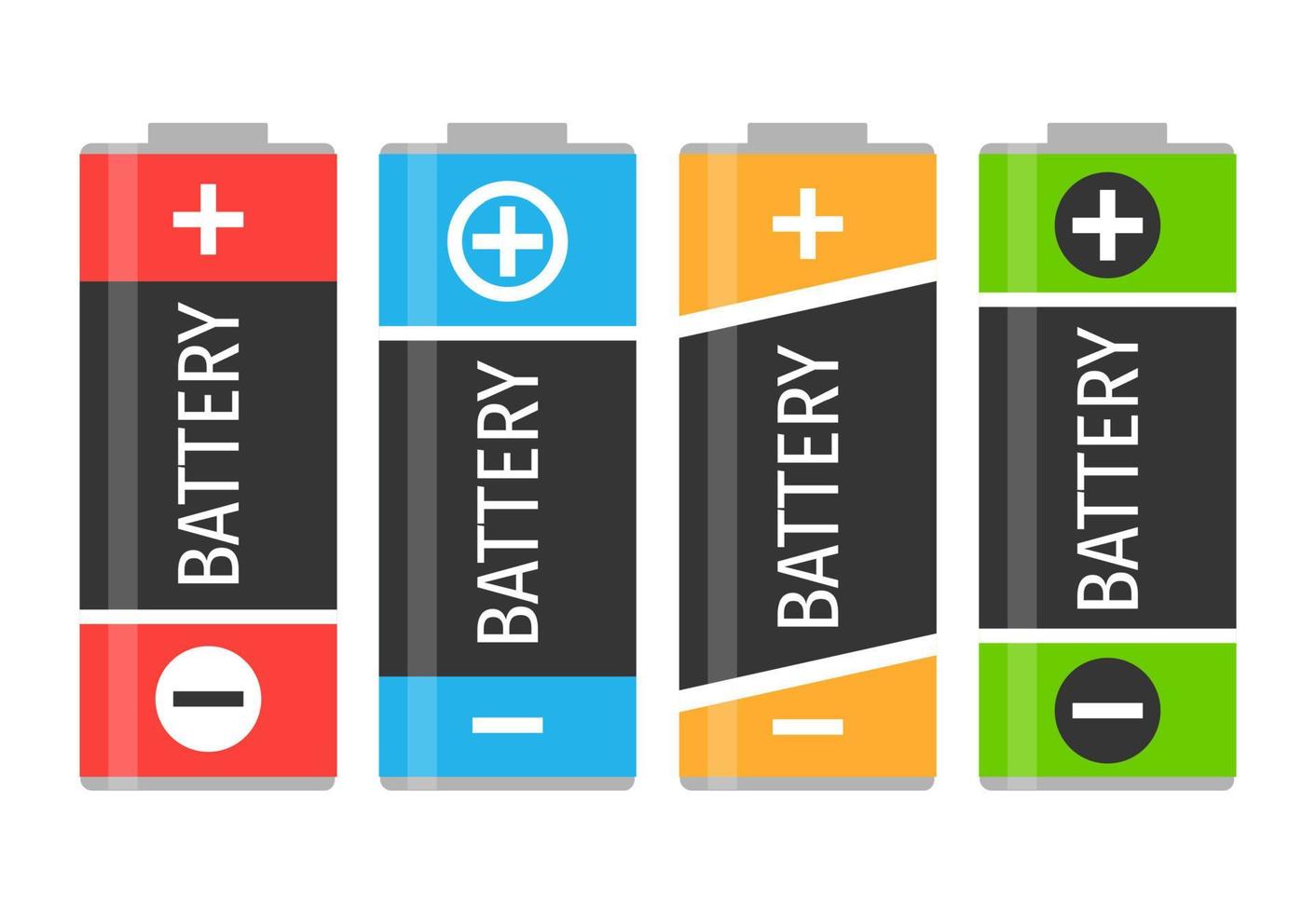 A set of four colorful batteries. Vector illustration