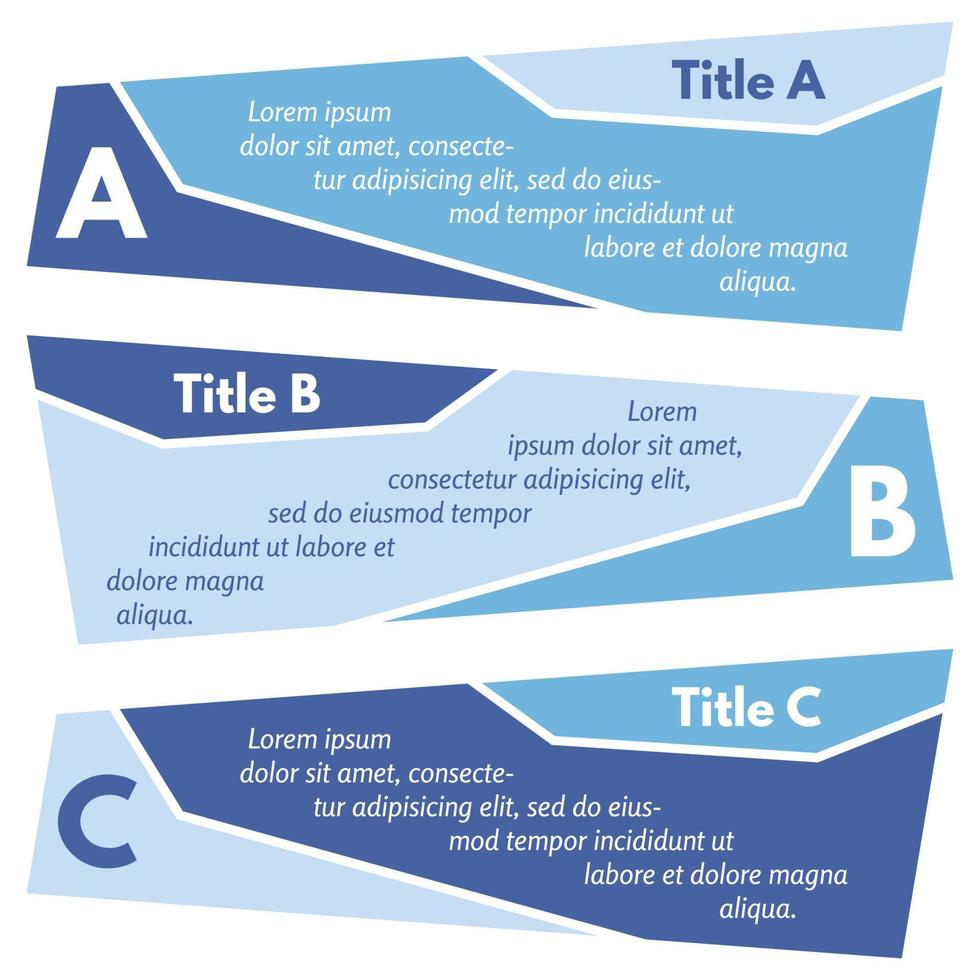 Set of three horizontal colorful options banners. Step by step infographic design template. Vector illustration