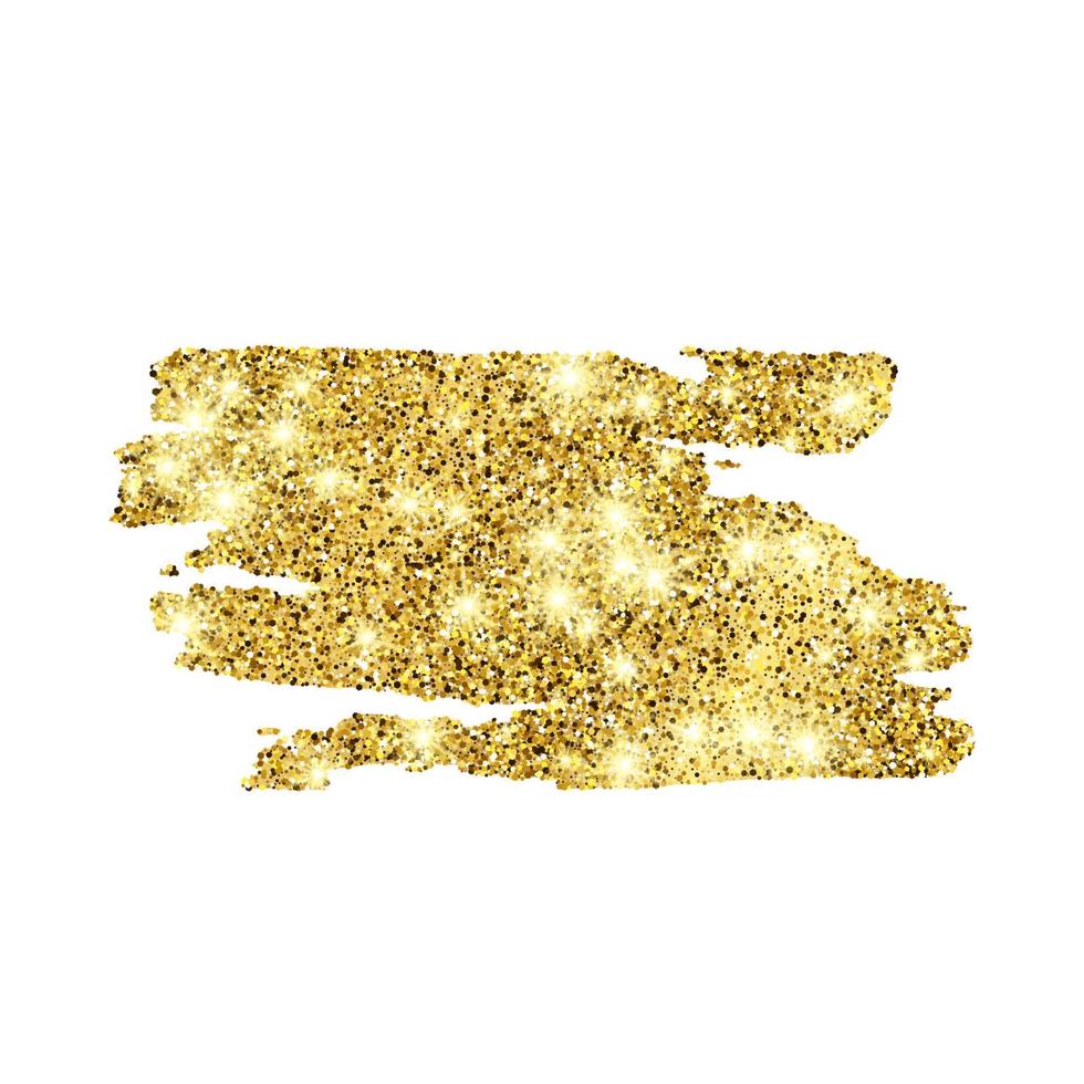 Golden Paint Glittering backdrop on a white background. Background with gold sparkles and glitter effect. Empty space for your text. Vector illustration