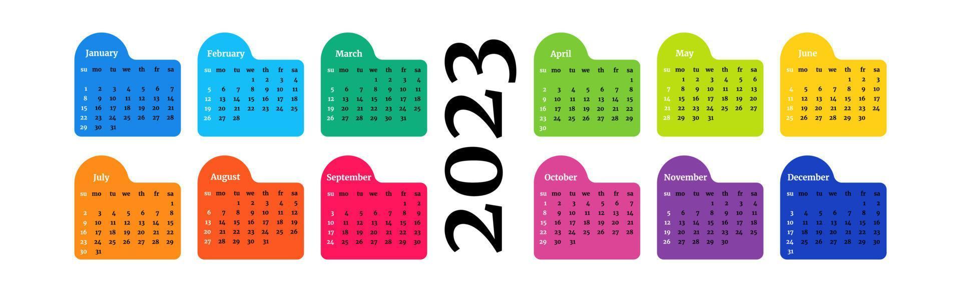 Calendar for 2023 isolated on a white background vector