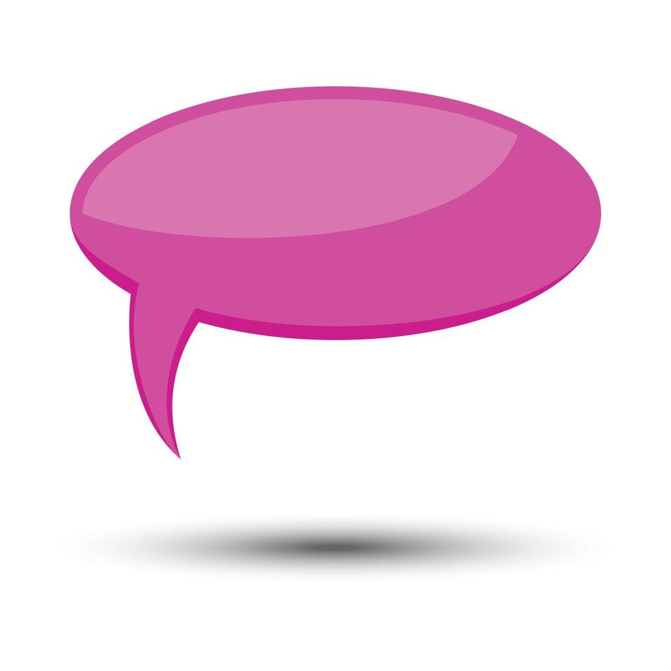 Pink cartoon comic balloon speech bubble without phrases and with shadow. Vector illustration.