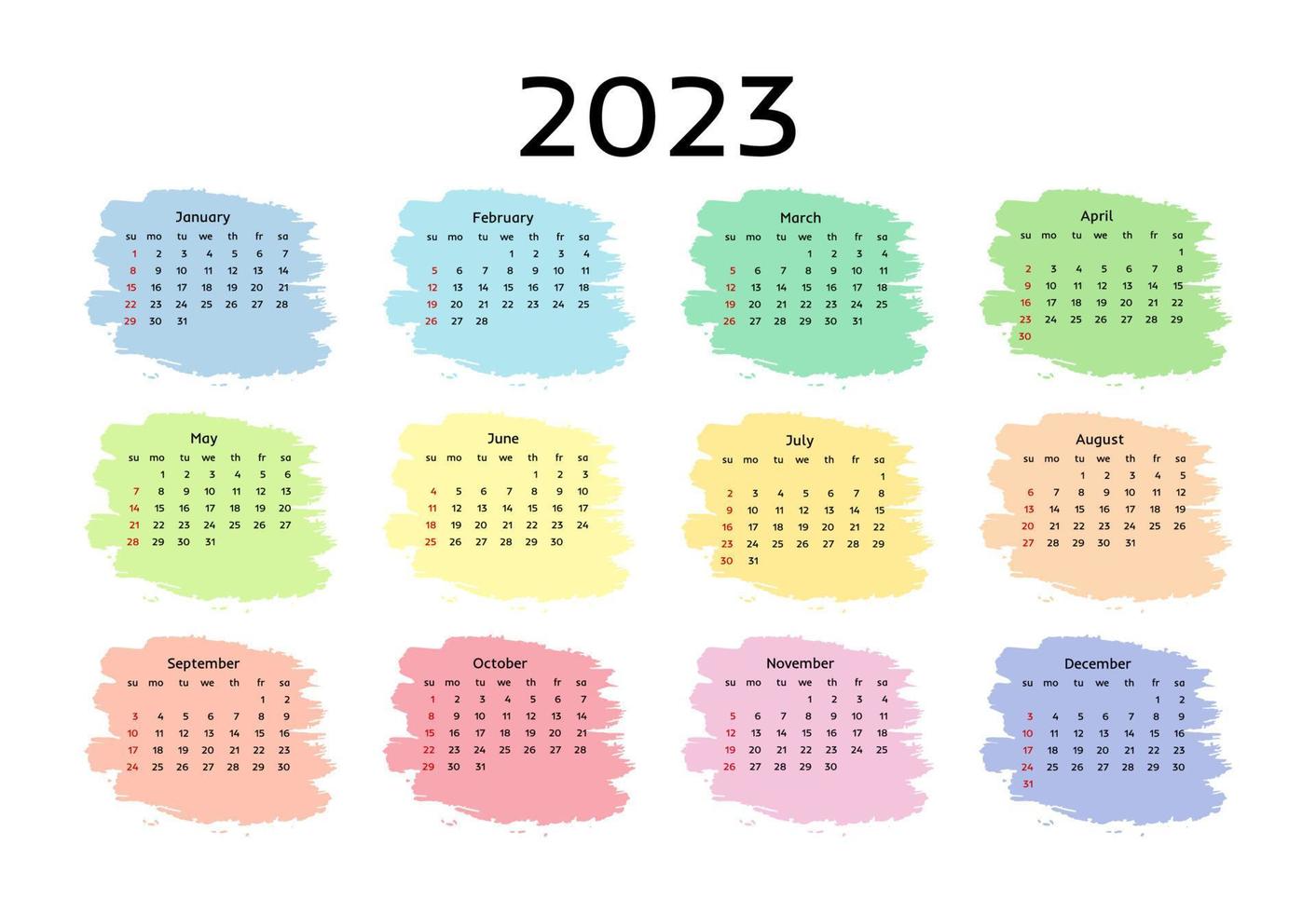 Calendar for 2023 isolated on a white background vector