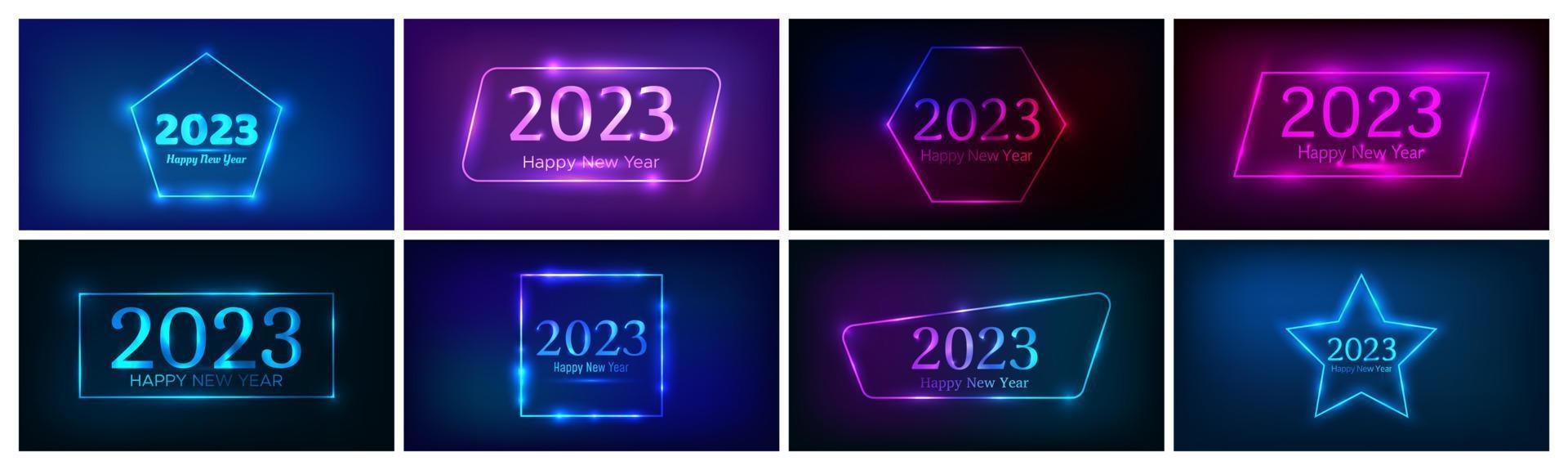 Fondo de neón de feliz año nuevo 2023 vector