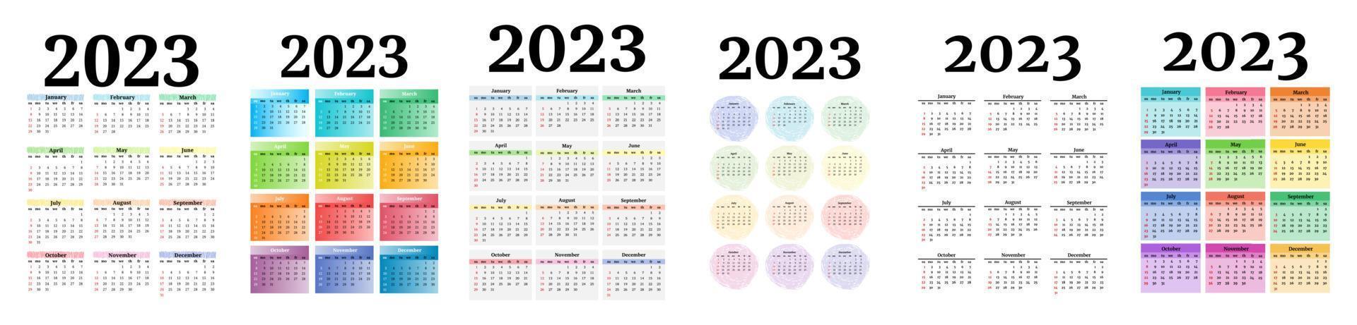 calendario para 2023 aislado en un fondo blanco vector