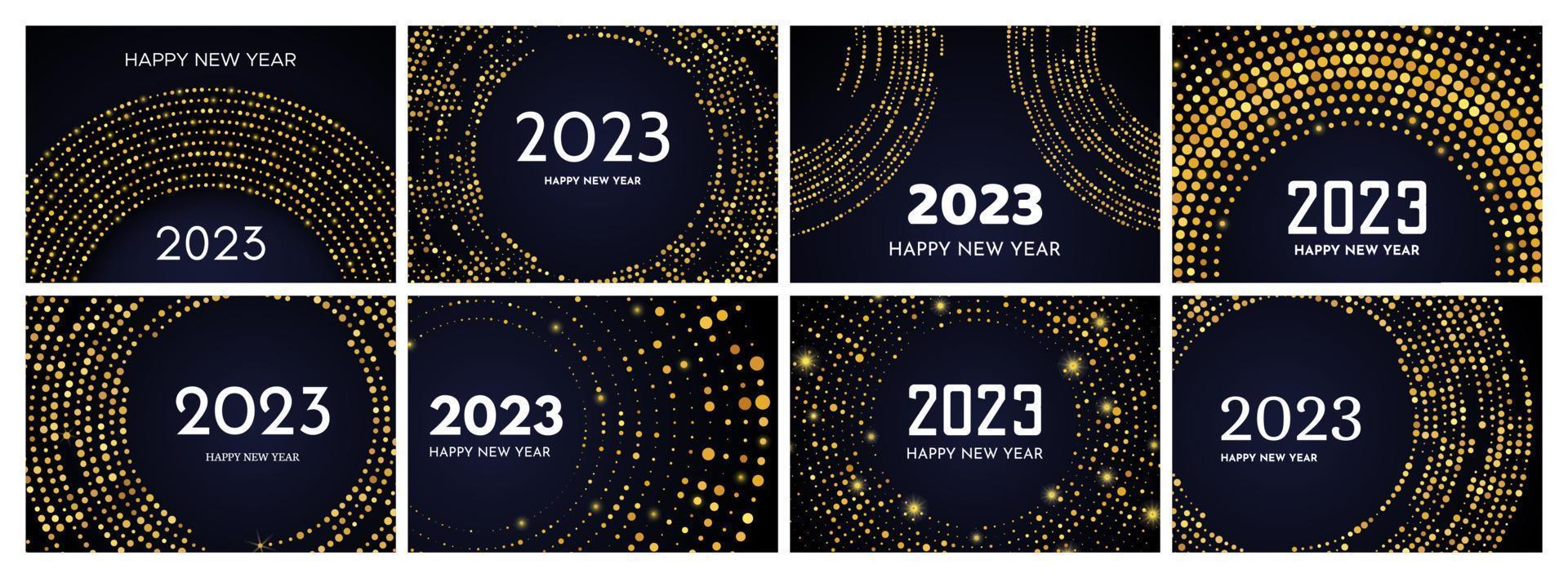 2023 Happy New Year of gold glitter pattern vector