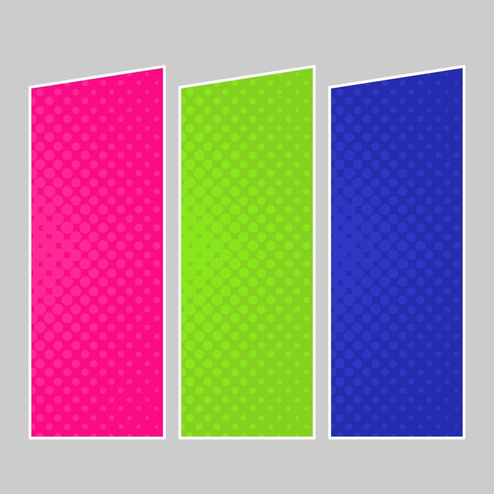 conjunto de pancartas de arte pop multicolor. plantilla cómica de medios tonos con lugar para el texto para el diseño. ilustración vectorial vector