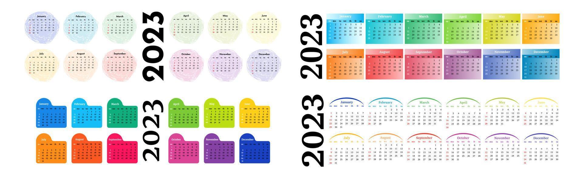 calendario para 2023 aislado en un fondo blanco vector