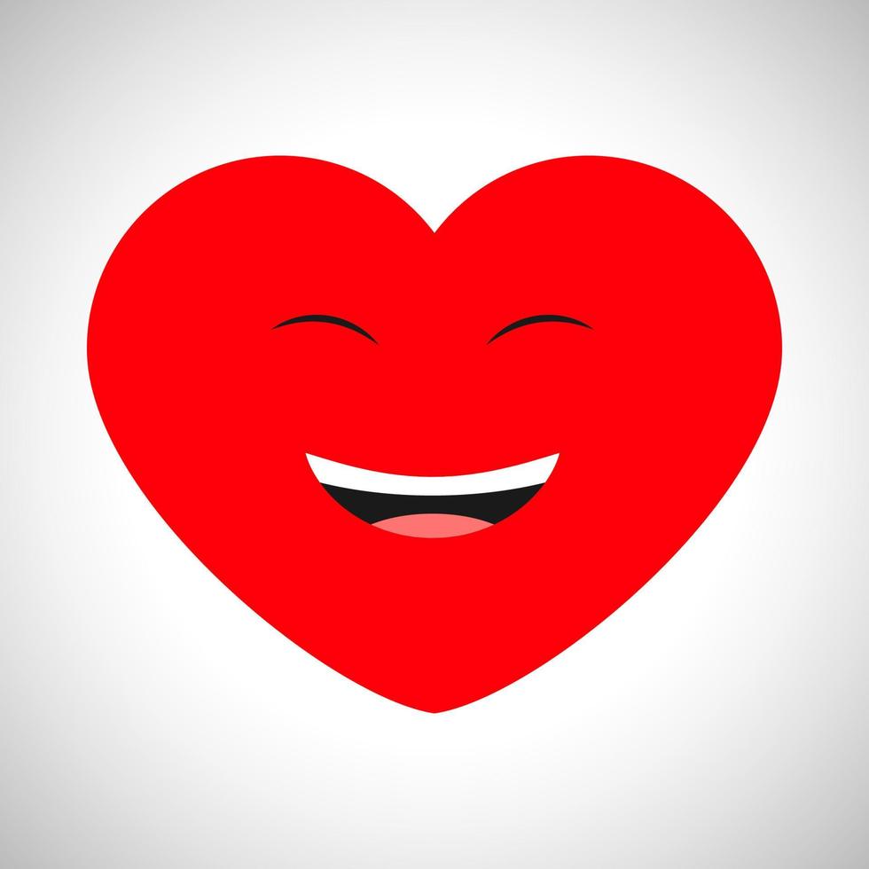 Laughing cartoon heart with emotions of joy. Symbol of Love. Vector illustration