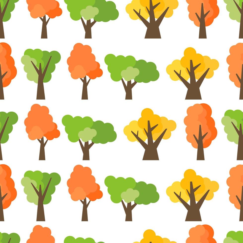 Seamless pattern from autumn trees. Autumn forest background. Vector illustration