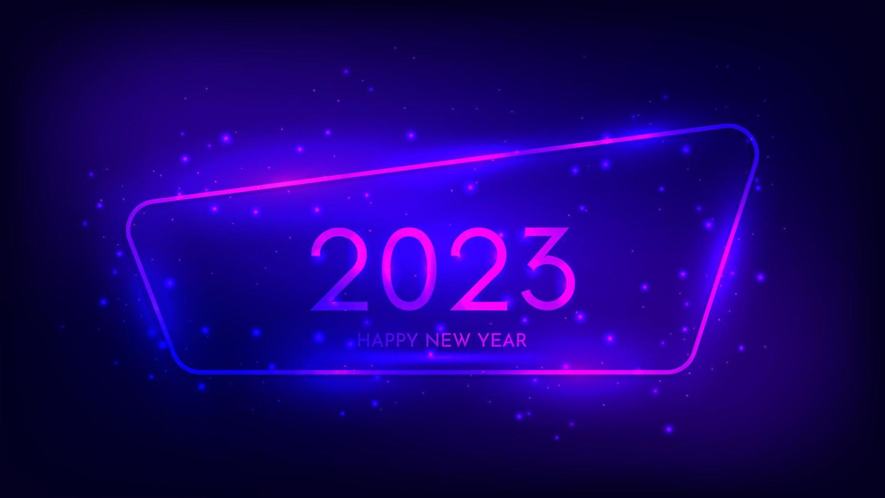 2023 Happy New Year neon background vector