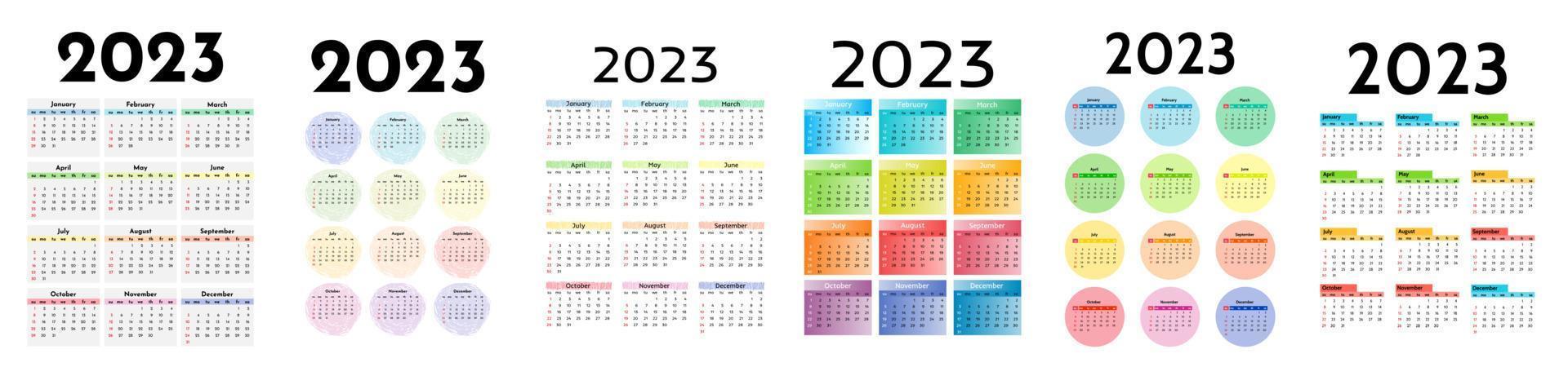 calendario para 2023 aislado en un fondo blanco vector