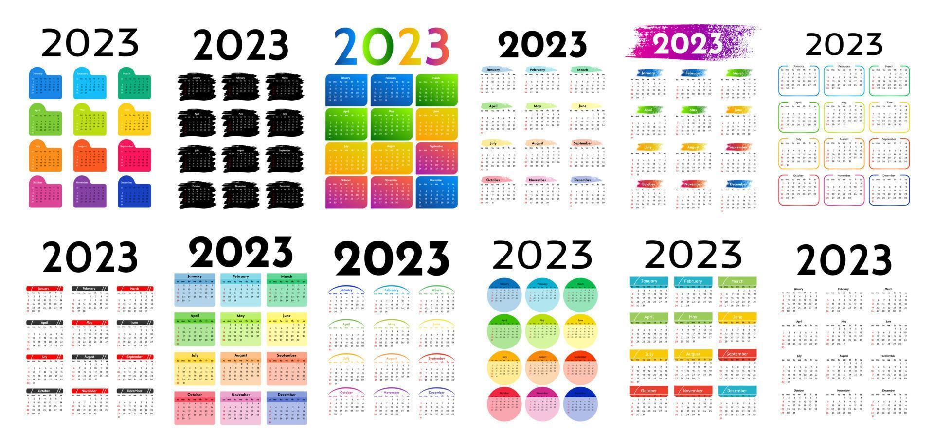 Calendar for 2023 isolated on a white background vector