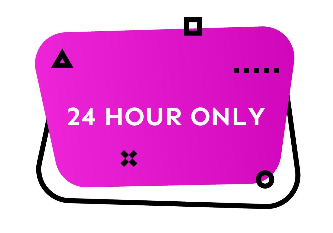 24 hour only purple geometric trendy banner. Modern gradient shape with promotion text. Vector illustration.